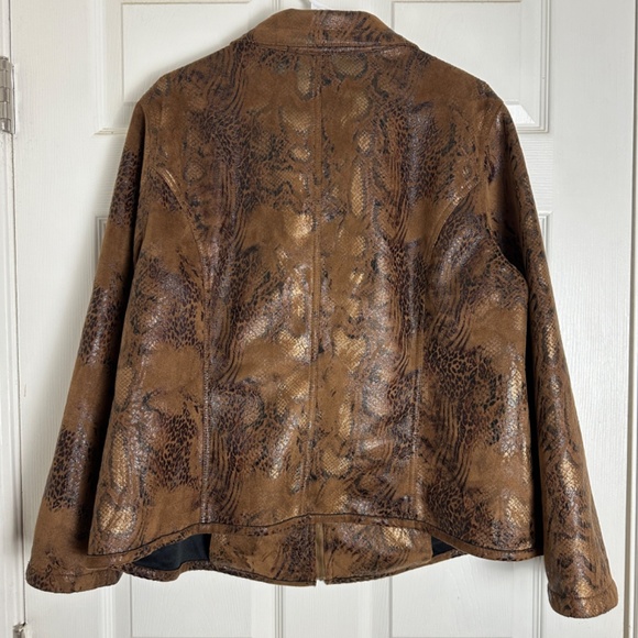 Vintage Y2K 2000s Snakeskin Leopard Print Suede Long Sleeve Jacket Women Size XL - Picture 5 of 8